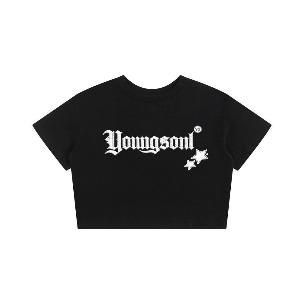 Youngsoul Star Cropped Tee (Black)